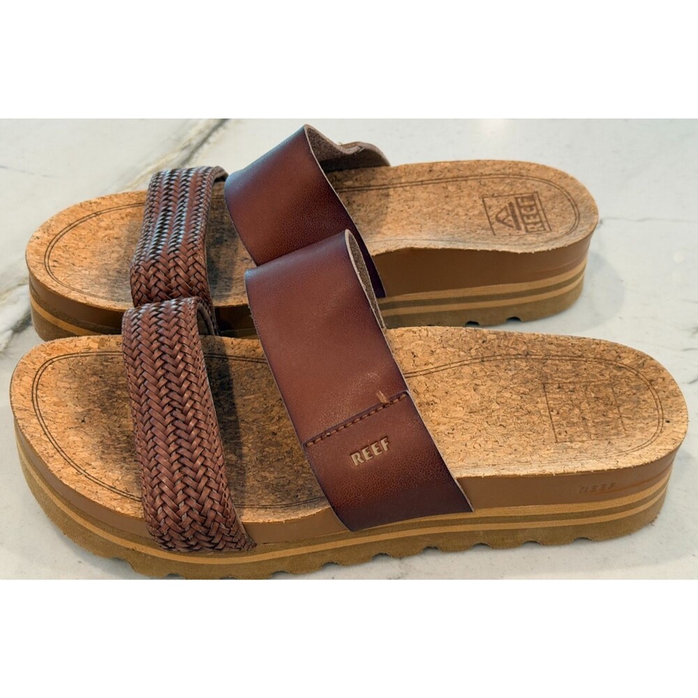 Reef Cushion Vista Hi Women's Wedge Sandal Brown SZ 7